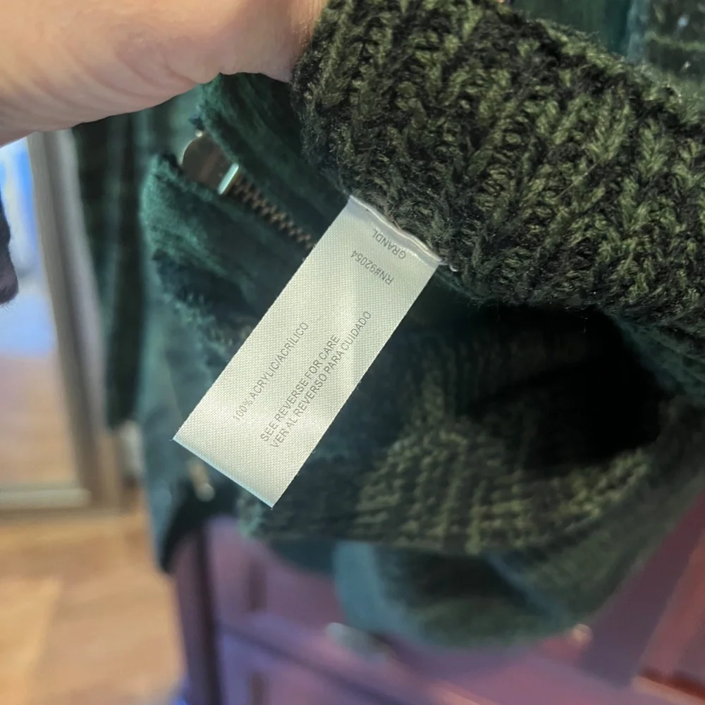Emily Rose Deb Zipper Detail Long Sleeve Green and Black Cardigan Women's size L